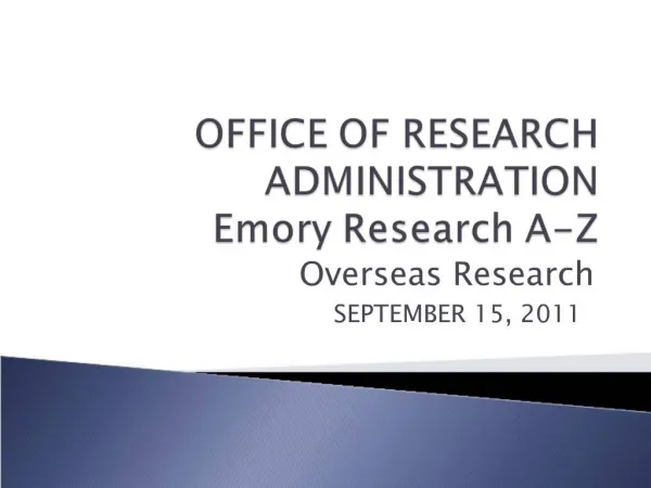 OFFICE OF RESEARCH ADMINISTRATION Emory Research A-Z