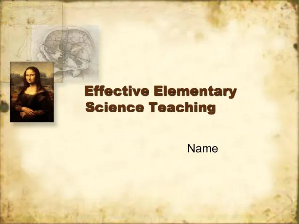 Effective Elementary Science Teaching
