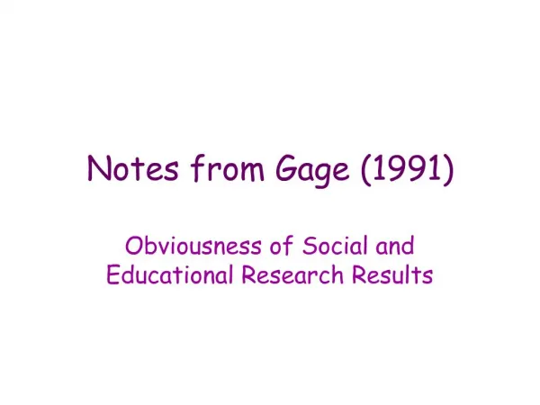 Notes from Gage 1991