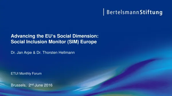 ETUI Monthly Forum Brussels, 2 nd June 2016
