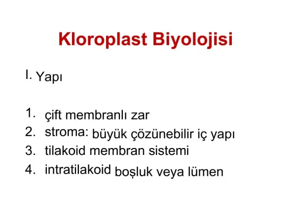 Kloroplast Biyolojisi