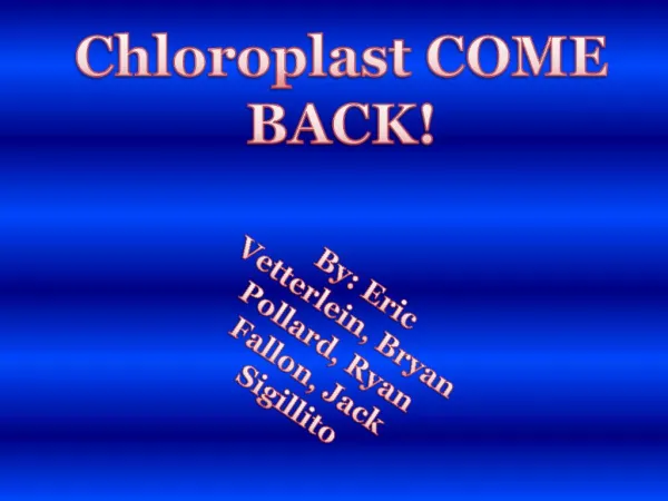 Chloroplast COME BACK