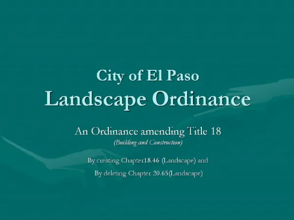 City of El Paso Landscape Ordinance