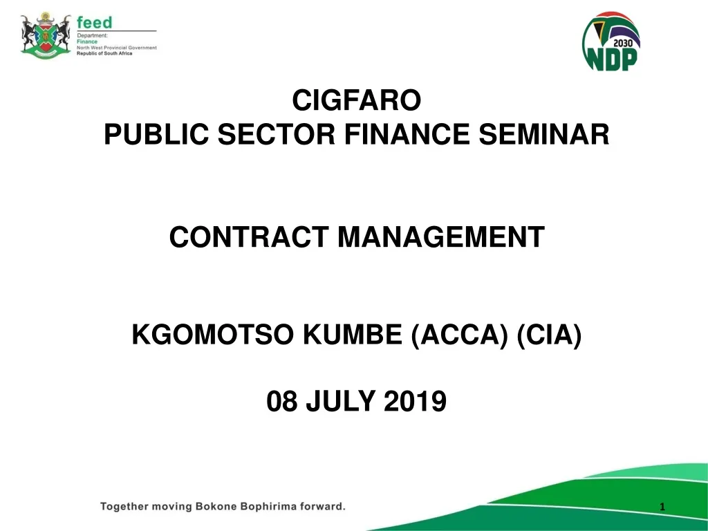 cigfaro public sector finance seminar contract management kgomotso kumbe acca cia 08 july 2019
