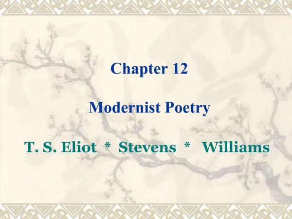 Chapter 12 Modernist Poetry