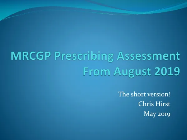 MRCGP Prescribing Assessment From August 2019