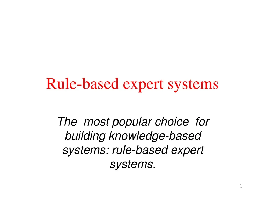 rule based expert systems
