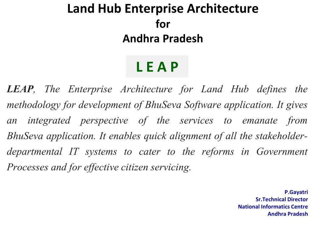 land hub enterprise architecture for andhra pradesh