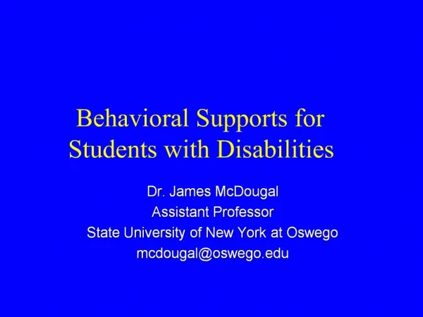 Behavioral Supports for Students with Disabilities