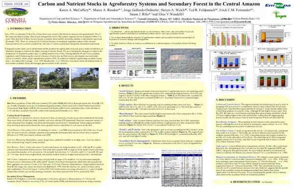 Carbon and Nutrient Stocks in Agroforestry Systems and Secondary Forest in the Central Amazon
