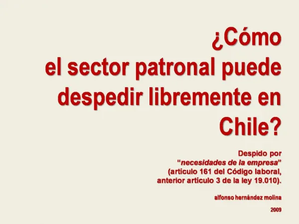 C mo el sector patronal puede despedir libremente en Chile Despido por necesidades de la empresa art culo 161 del C