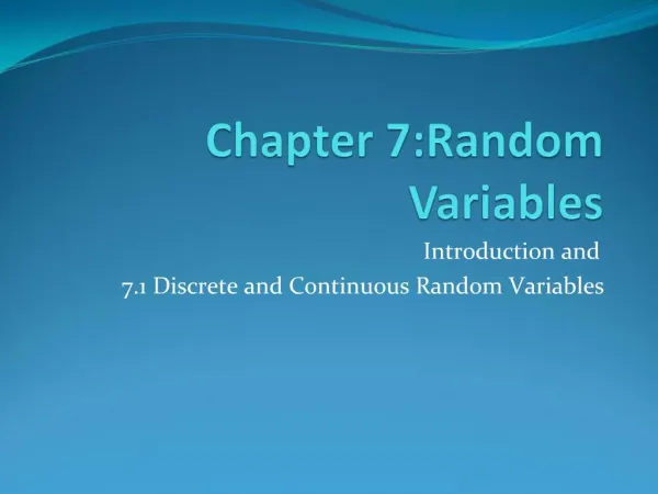 Chapter 7:Random Variables