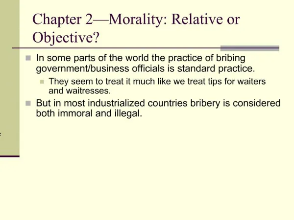 Chapter 2 Morality: Relative or Objective