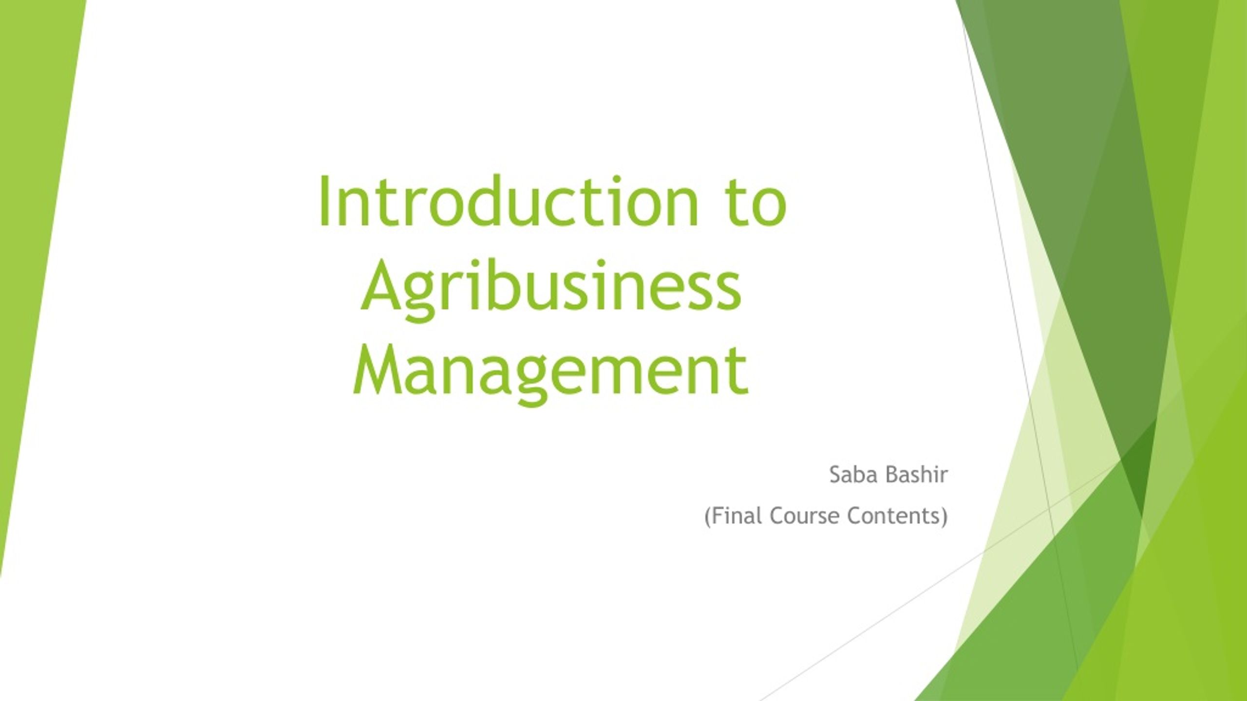 PPT - Introduction to Agribusiness Management PowerPoint Presentation ...