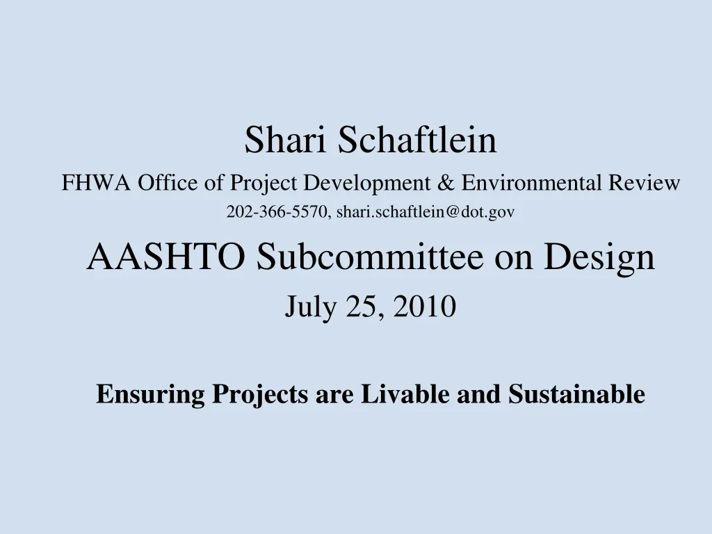 shari schaftlein fhwa office of project