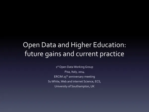Open Data and Higher Education: future gains and current practice