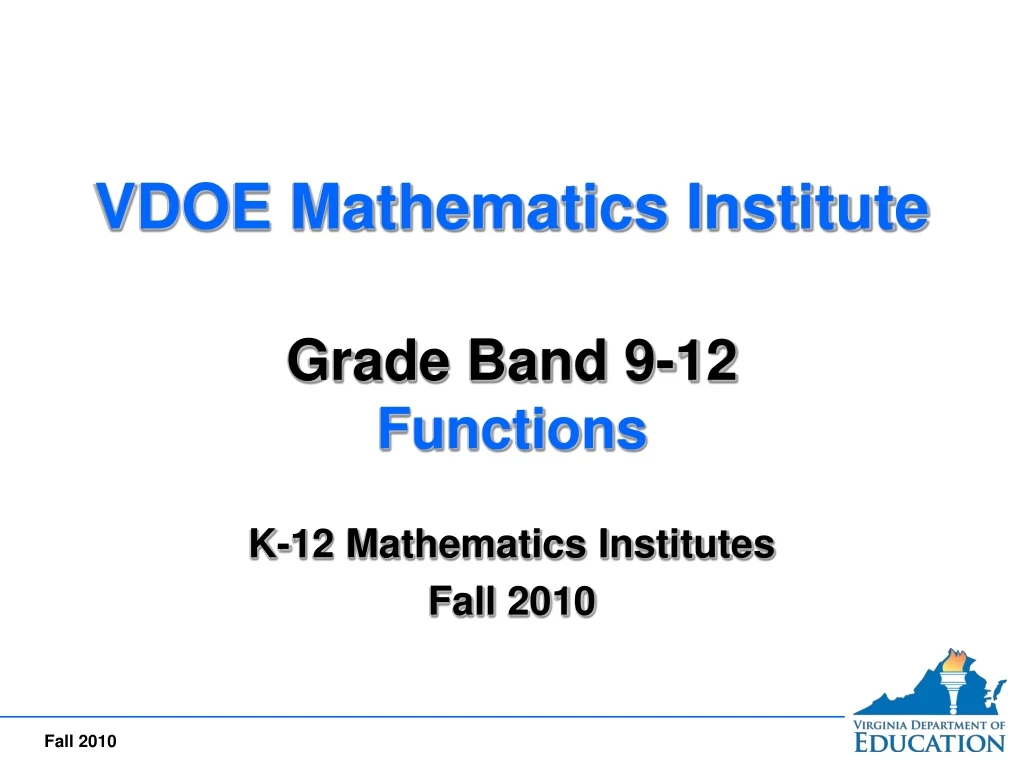 vdoe mathematics institute grade band