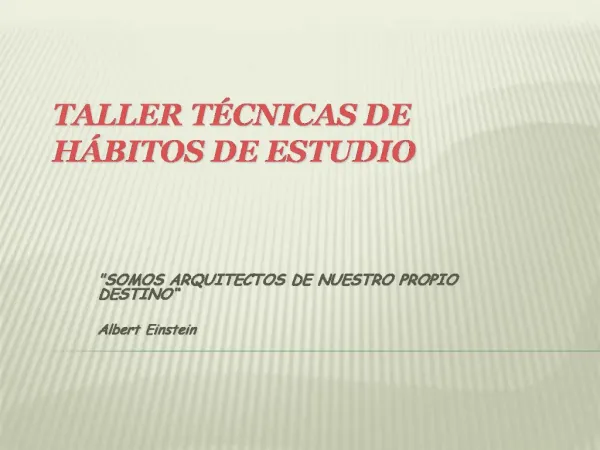 TALLER T CNICAS DE H BITOS DE ESTUDIO