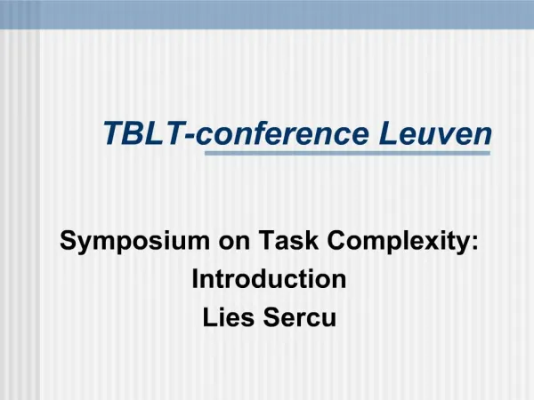 TBLT-conference Leuven