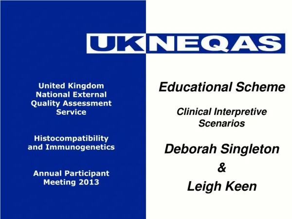 Educational Scheme Clinical Interpretive Scenarios Deborah Singleton &amp; Leigh Keen