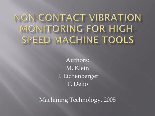 Non-Contact vibration monitoring for high-Speed machine tools
