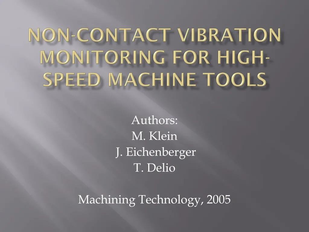 non contact vibration monitoring for high speed machine tools