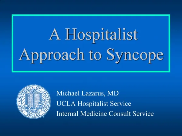 A Hospitalist Approach to Syncope