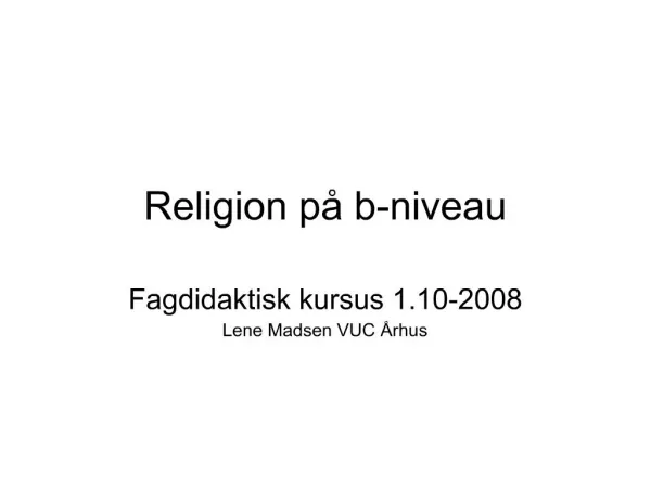Religion p b-niveau