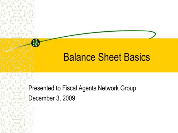 Balance Sheet Basics
