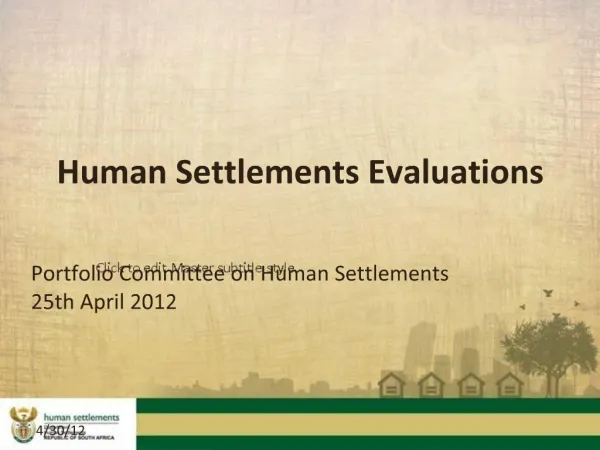 Human Settlements Evaluations