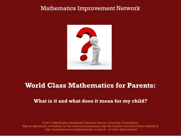 World Class Mathematics for Parents: What is it and what does it mean for my child ?