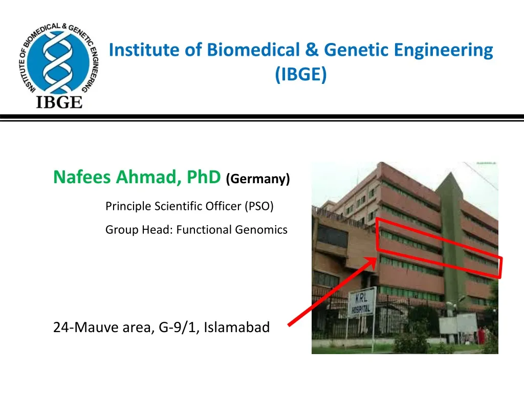 institute of biomedical genetic engineering ibge