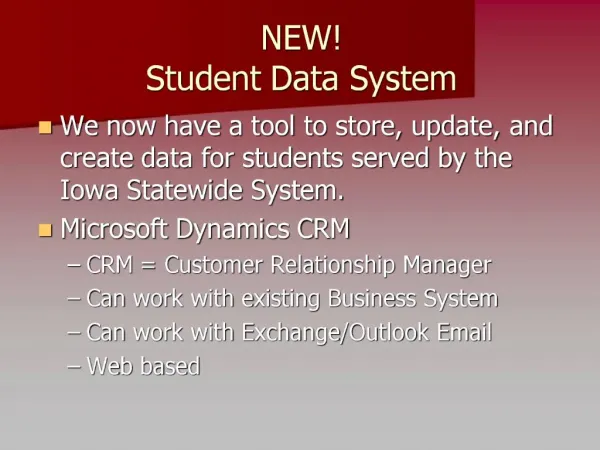 NEW Student Data System