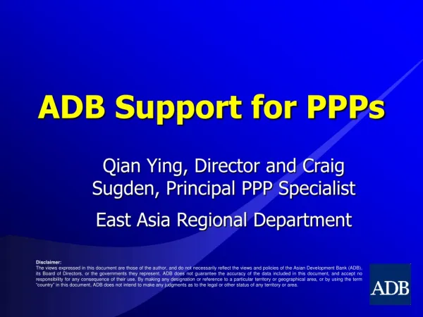 ADB Support for PPPs