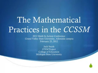 The Mathematical Practices in the CCSSM - slide 1