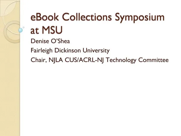 EBook Collections Symposium at MSU