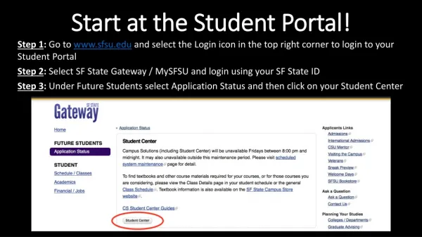 Start at the Student Portal!