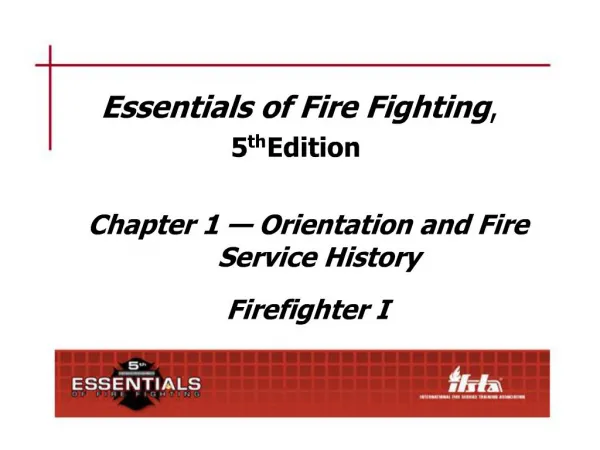 Essentials of Fire Fighting, 5th Edition