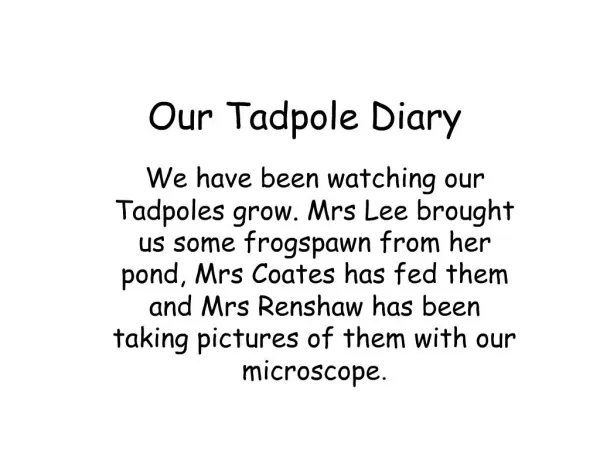 Our Tadpole Diary