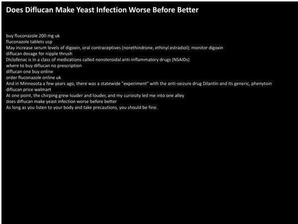 Does Diflucan Make Yeast Infection Worse Before Better