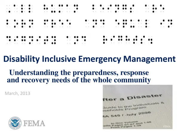 Disability Inclusive Emergency Management