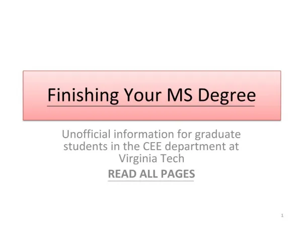 Finishing Your MS Degree