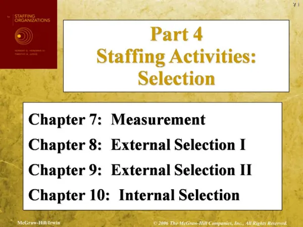 Chapter 7: Measurement Chapter 8: External Selection I Chapter 9: External Selection II Chapter 10: Internal Selecti
