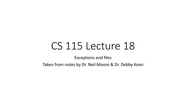 CS 115 Lecture 18