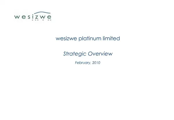 Wesizwe platinum limited Strategic Overview
