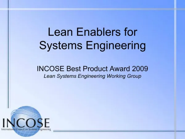 Lean Enablers for Systems Engineering