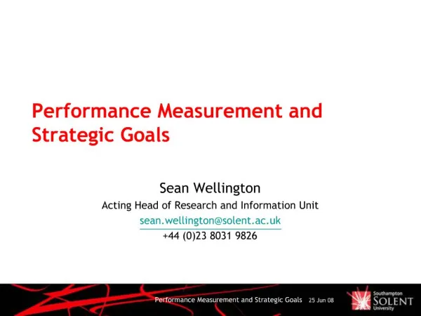 Performance Measurement and Strategic Goals