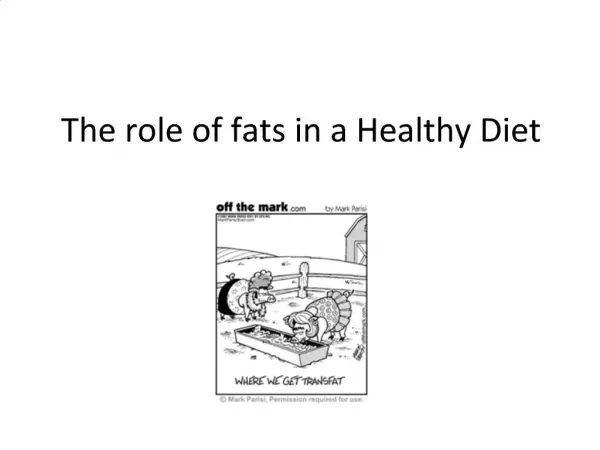 The role of fats in a Healthy Diet