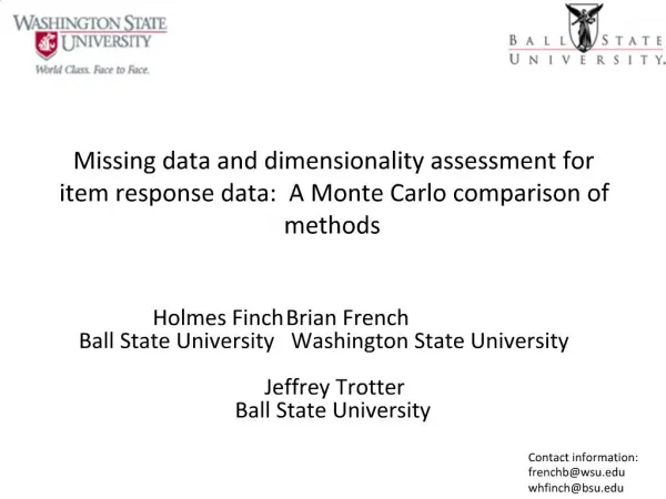 Missing data and dimensionality assessment for item response data: A Monte Carlo comparison of methods