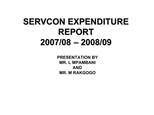 SERVCON EXPENDITURE REPORT 2007